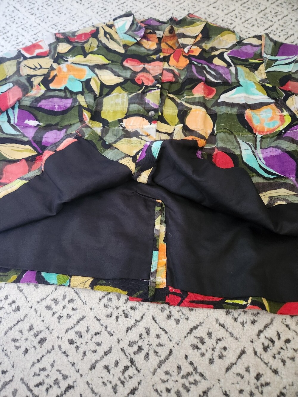 Chico's Artistic Floral Print Silk Linen Blend Jacket Size 3 (XL) – Lined - Picture 6 of 10